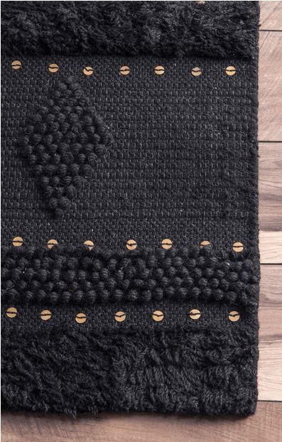 Black Metallic Sequin Wool Rug 9'6